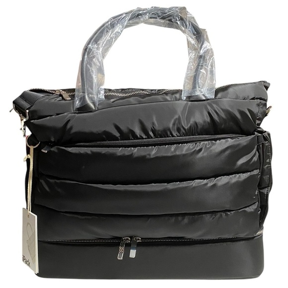 iPack Puffy Tote Bag OS Black Travel Daily Use Practical Easy To Clean Nylon NWT - Picture 1 of 13
